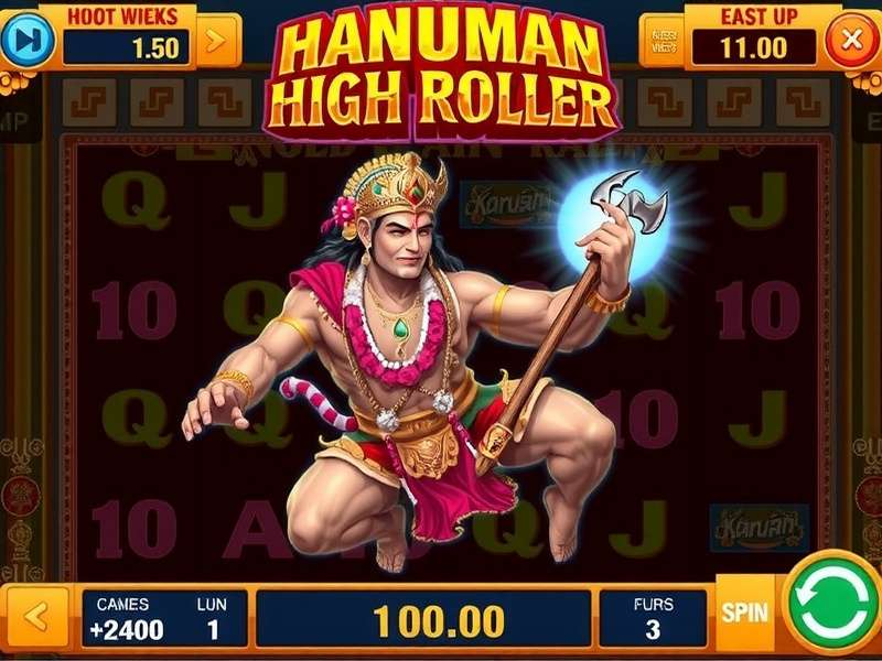 Hanuman High Roller Gameplay Hanuman High Roller game screenshot showing Lord Hanuman in action